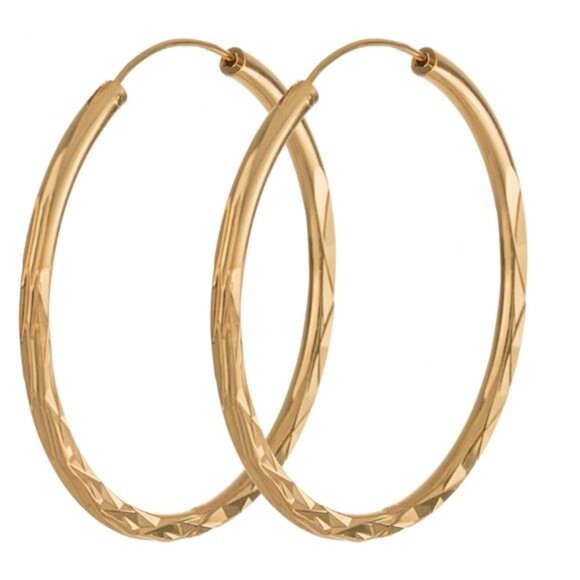 18K Gold Plated Twisted Huggie Hoop Earrings – Lightweight, Hypoallergenic - Picture 2 of 6